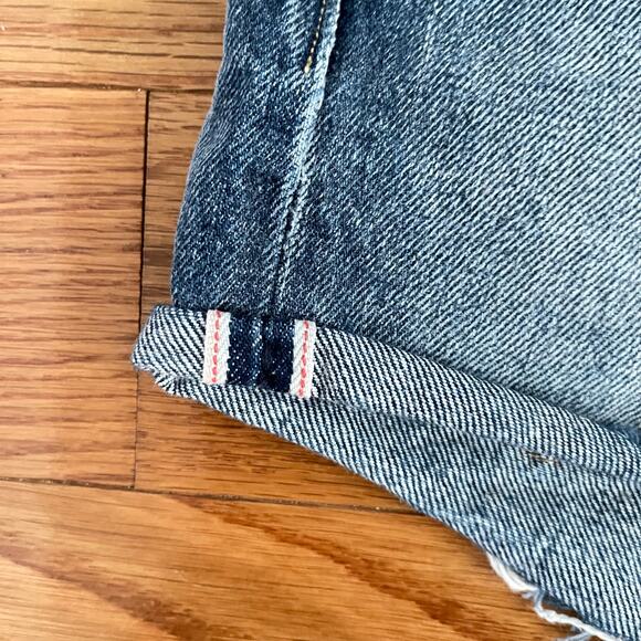 Levi's 501 Womens Selvedge Denim Micro Jean Shorts 26 Blue Cut-Off Button Fly - Picture 2 of 11